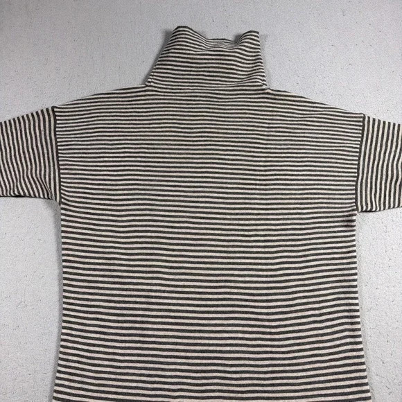 Eileen Fisher Sweater Dress Womens Medium Gray Striped Merino Wool Turtleneck - Picture 2 of 9
